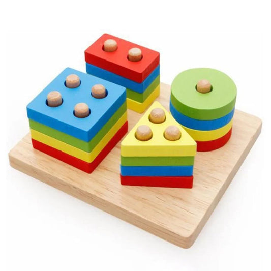 Kids Wooden Shape & Color Sorting Board