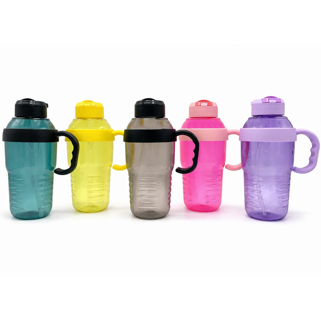Happy Grip Water Bottle 1000ML with Handle & Straw | Leakproof BPA-Free Sports Bottle