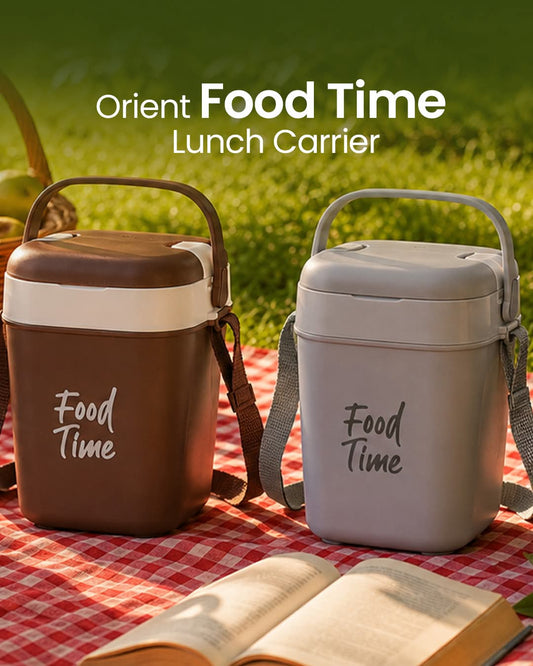 Food Time Insulated Lunch Carrier โ 2 Steel + 1 Plastic Bowl
