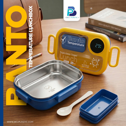 Banto Temperature Stainless Steel Lunch Box with Spoon | 800ml (For Office/School Use)