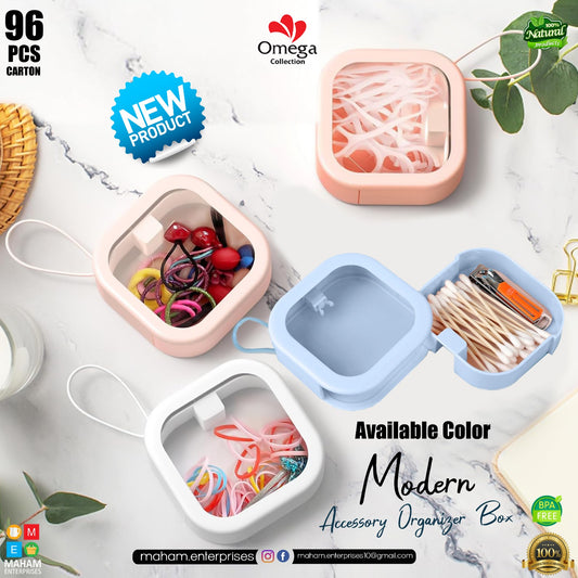 Modern Organizer Accessory Box with Silicone Rope | Transparent Plastic Storage Box with Press Button