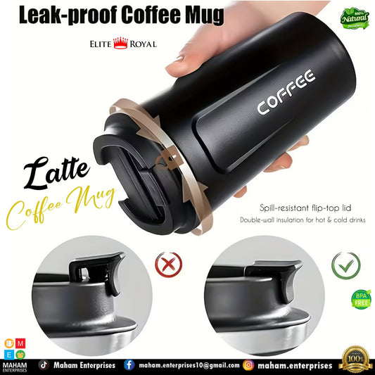 Elite Royal Insulated Coffee Mug with Flip Lid | BPA-Free Travel Cup for Hot & Cold Drinks