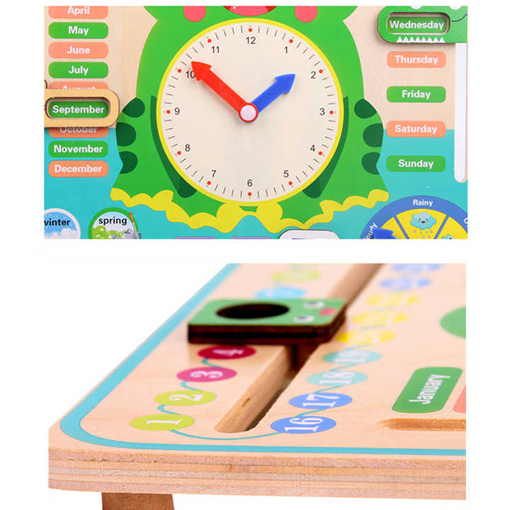 Wooden Creative Calendar & Clock Board