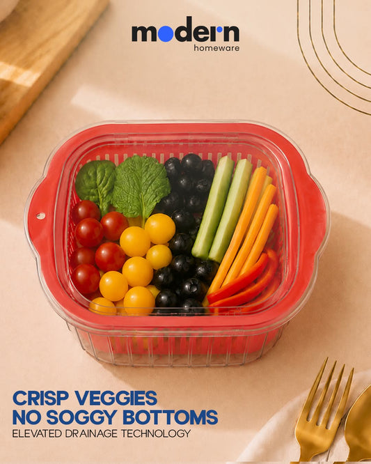 Fresh O 2-in-1 Colander & Strainer Bowl with Transparent Lid | Fruit & Vegetable Washer