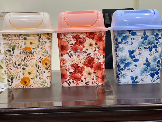 Royal Printed Swing Lid Dustbin 10L – Plastic Waste Bin with Flip Top Lid for Kitchen, Bathroom & Office