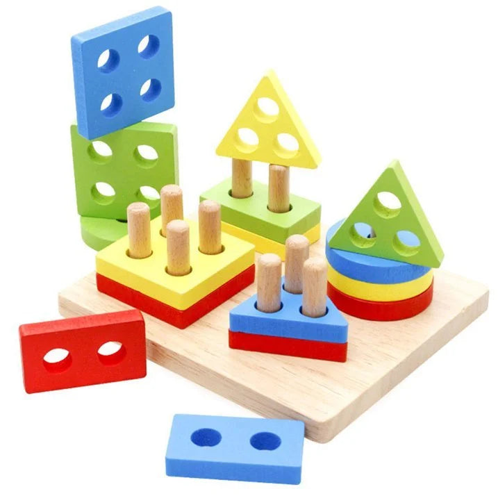 Kids Wooden Shape & Color Sorting Board