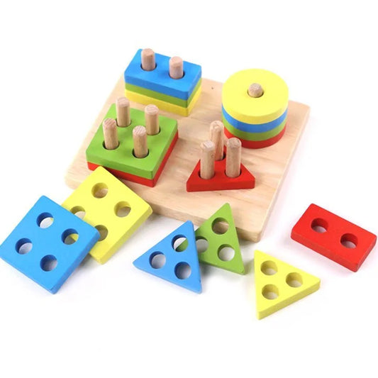 Kids Wooden Shape & Color Sorting Board