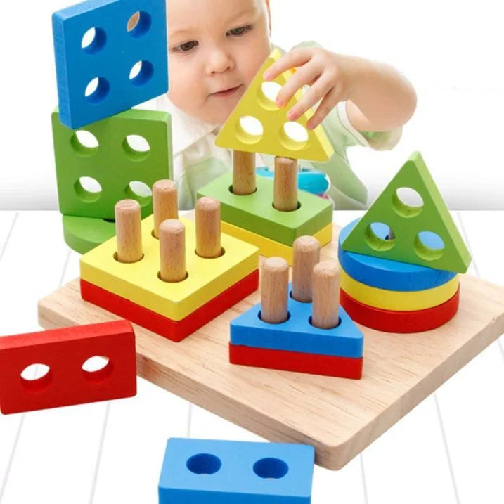 Kids Wooden Shape & Color Sorting Board