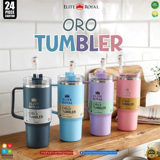 Oro Tumbler Insulated Travel Mug with Handle, Straw & Lid | Reusable Stainless Steel Cup