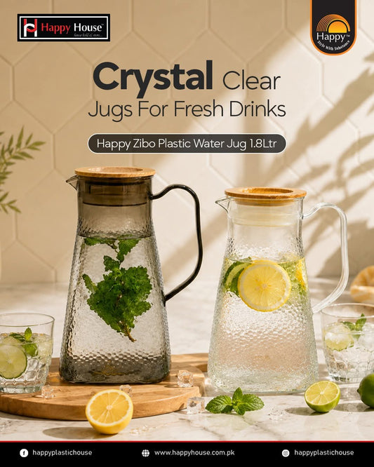 Zibo Plastic Water Jug 1.8L with Lid – BPA Free Water Pitcher for Juice, Water & Cold Drinks