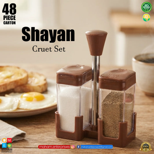 Shayan Cruet Set – Salt & Pepper Shaker Set with Stand | Spice Seasoning Dispenser for Kitchen & Dining Table