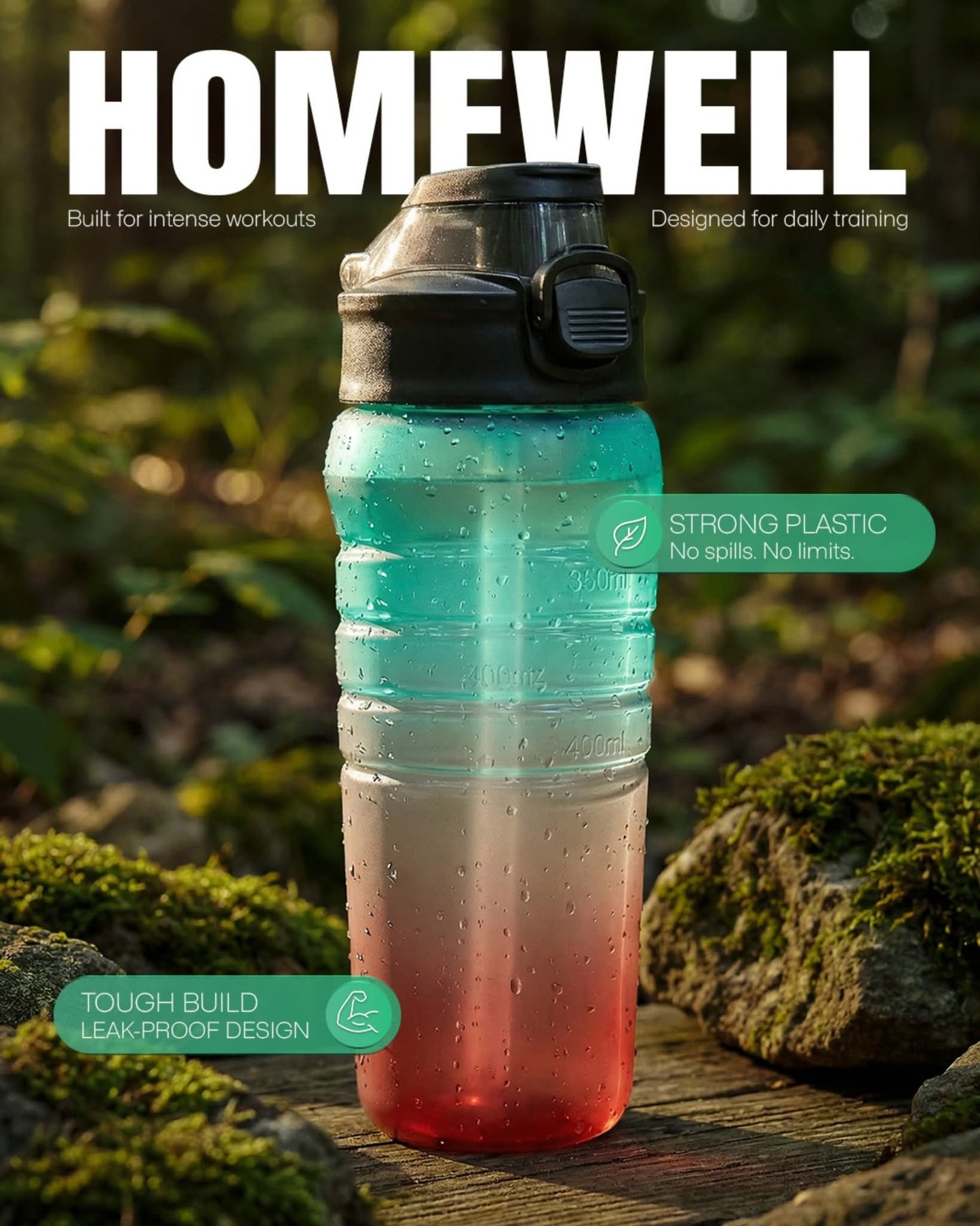 Fusion Sports Bottle 700ml | Leakproof Water Bottle with Straw