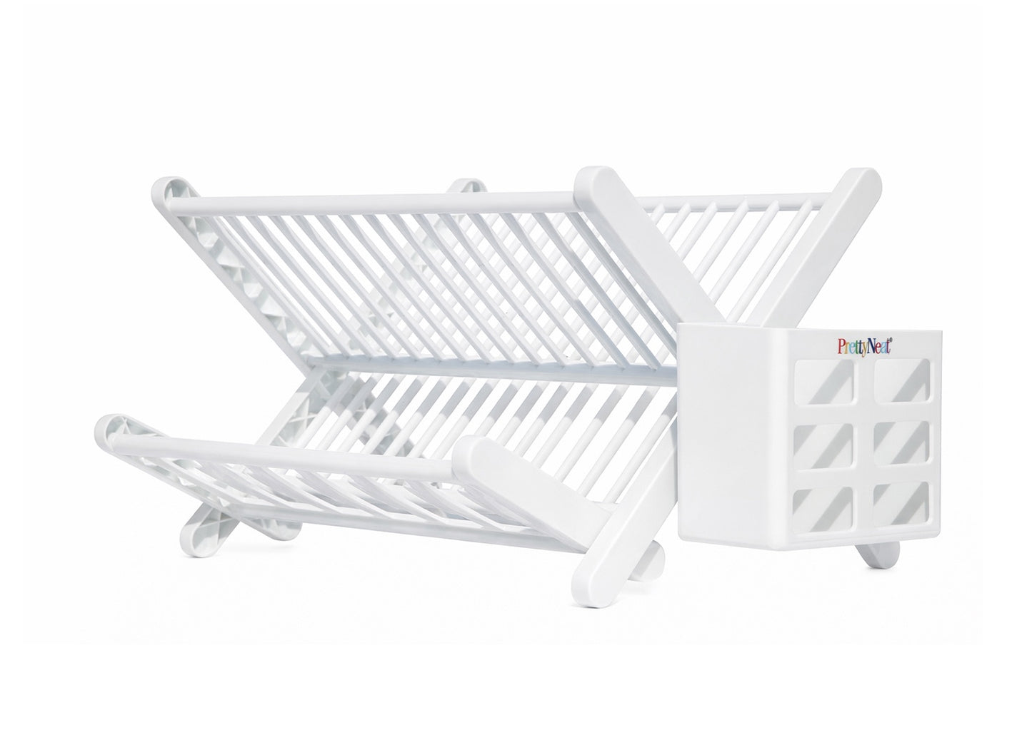 Foldable Plate Drying Rack with Cutlery Holder | 2-Tier Kitchen Dish Drainer