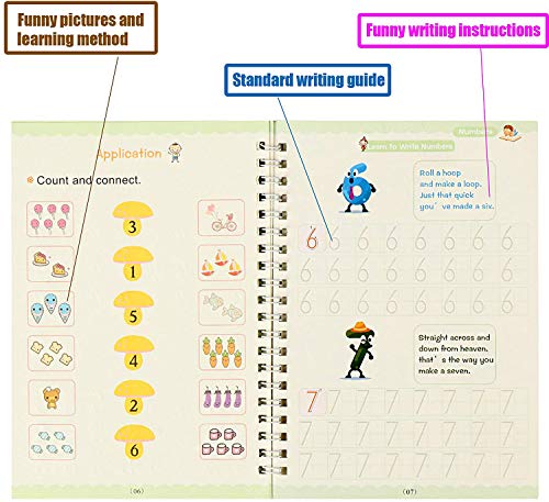 Sank Magic Practice Copybook Pen for Preschools Kids 4-Pcs (With 10 Refills)