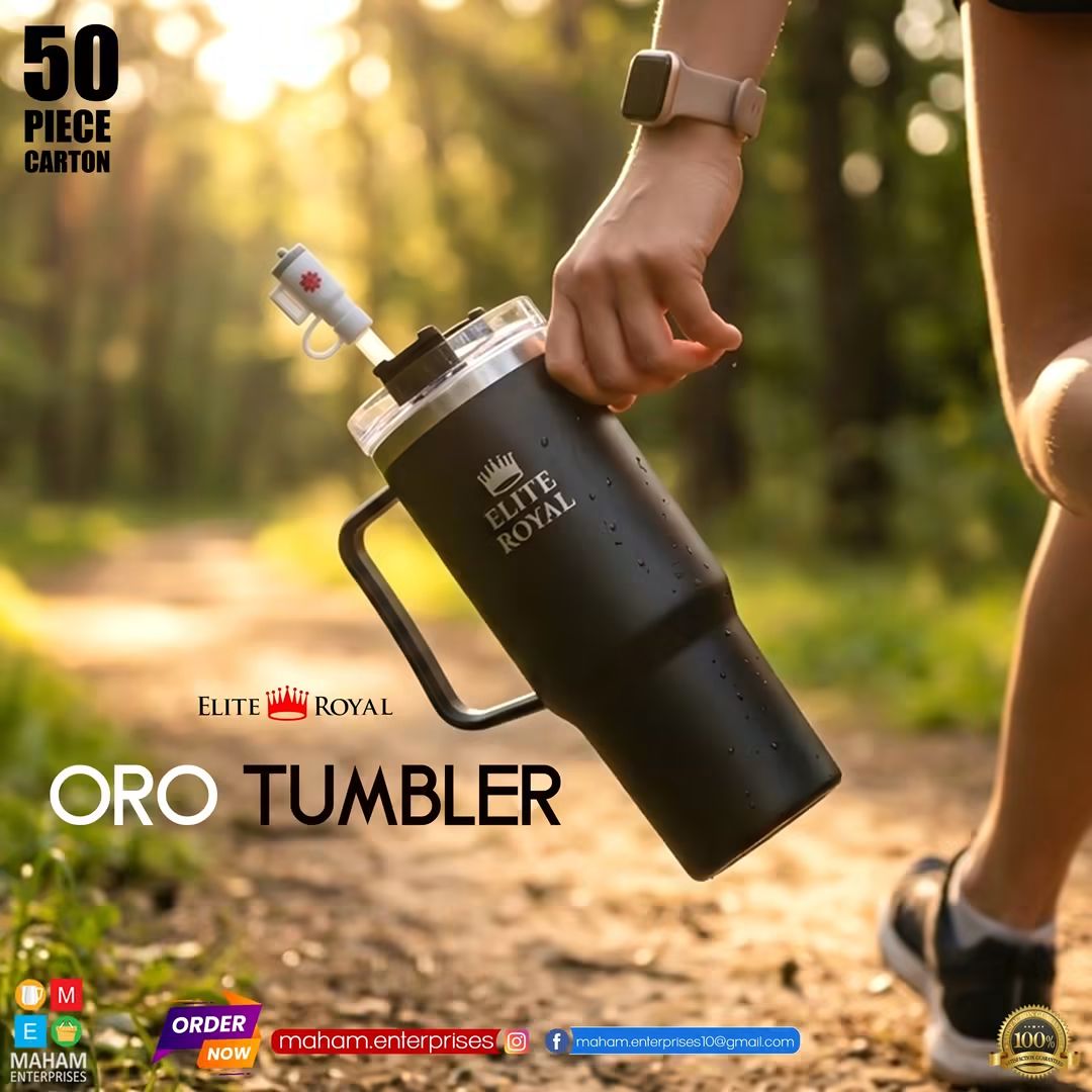 Oro Tumbler Insulated Travel Mug with Handle, Straw & Lid | Reusable Stainless Steel Cup
