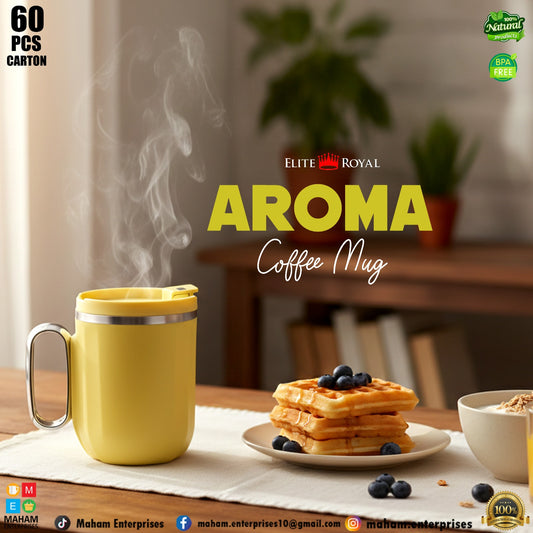AROMA Coffee Mug with Lid | BPA-Free Plastic | Heat-Resistant Tea & Coffee Cup