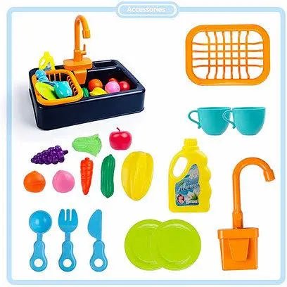 Electric Kitchen Sink Playset with Running Water