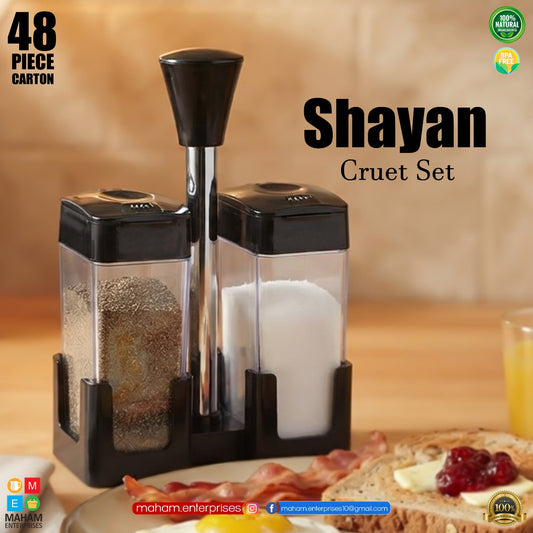 Shayan Cruet Set – Salt & Pepper Shaker Set with Stand | Spice Seasoning Dispenser for Kitchen & Dining Table