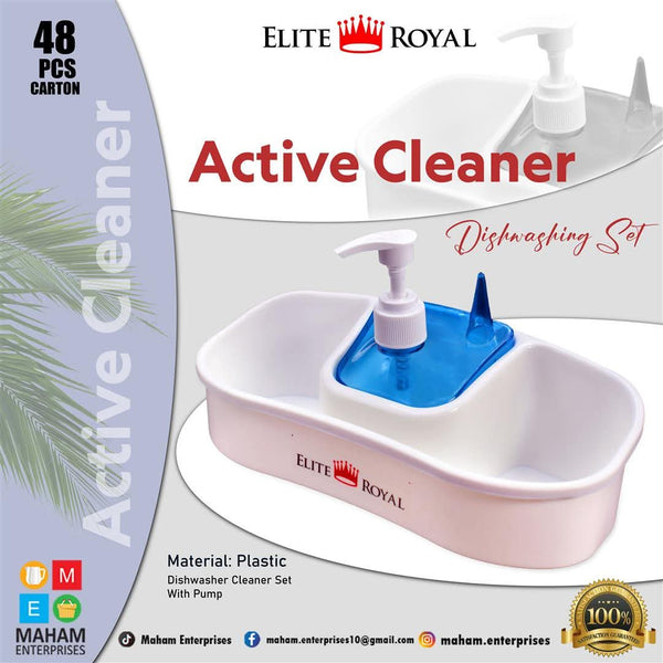 Elite Royal Active Cleaner Dishwashing Set with Pump | Kitchen Sink Organizer
