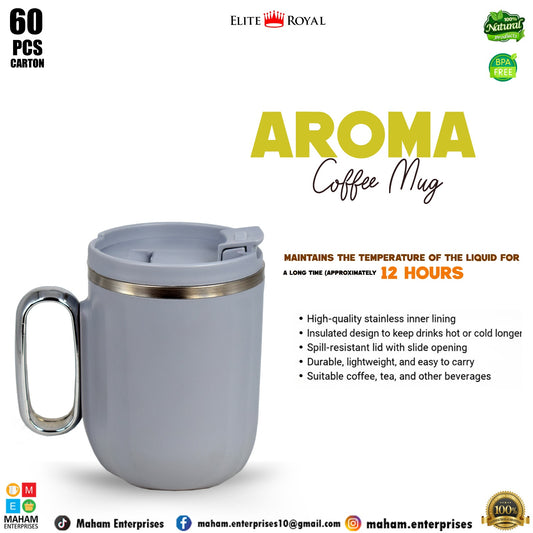 AROMA Coffee Mug with Lid | BPA-Free Plastic | Heat-Resistant Tea & Coffee Cup