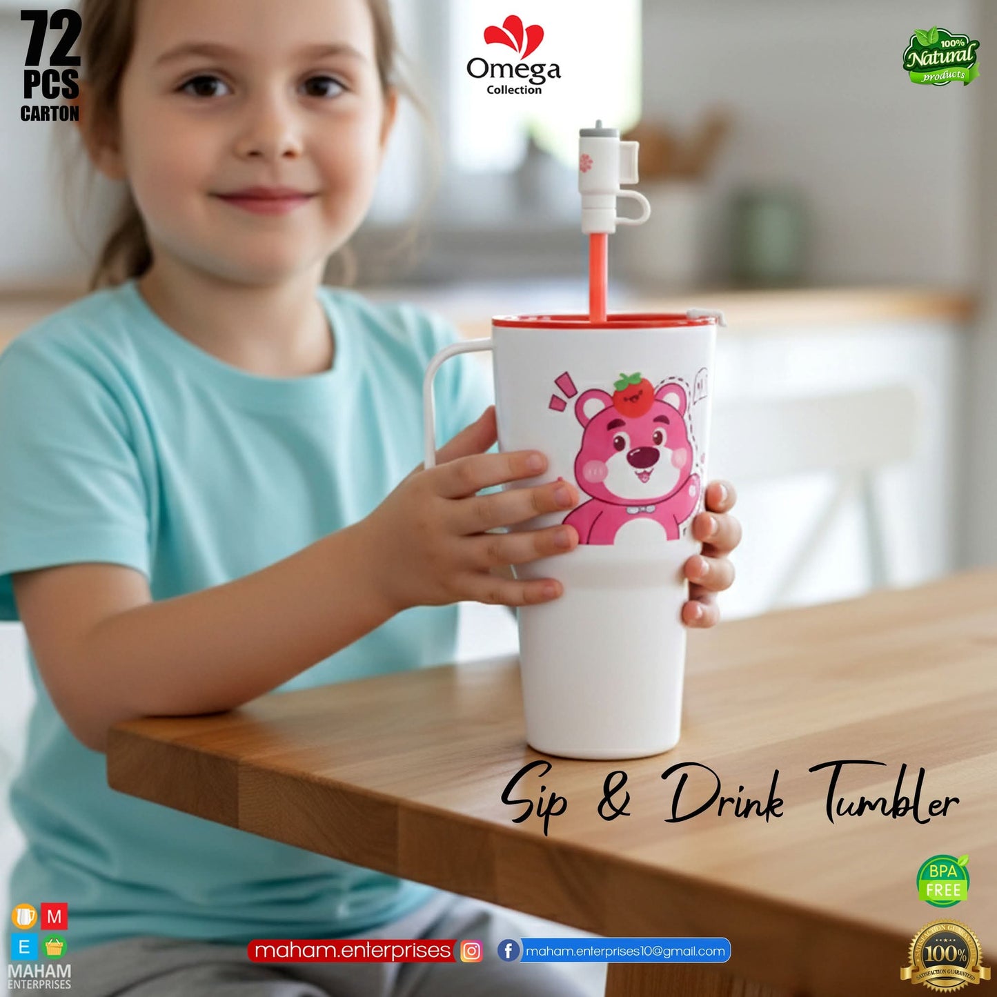 Sip & Drink Double Option Kids Tumbler Cup – Non Thermic BPA Free