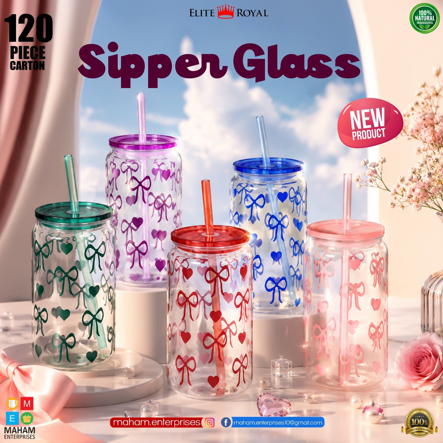 Super Glass Style 500ml Plastic Tumbler with Straw | Trendy Printed Reusable Drinking Cup