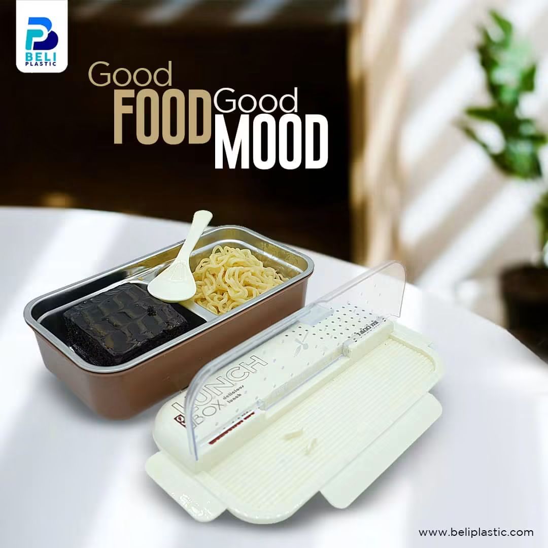 ECO Lunch Box with Spoon & Sauce Container | Stainless Steel Inner Food Container | Leak-Resistant Lunch Box