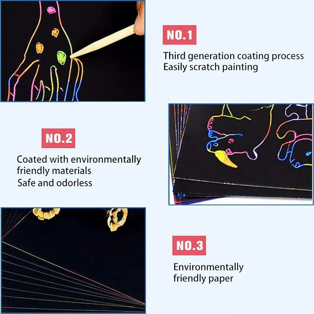 Rainbow Scratch Paper Note Pad Magic Doodle Notebook