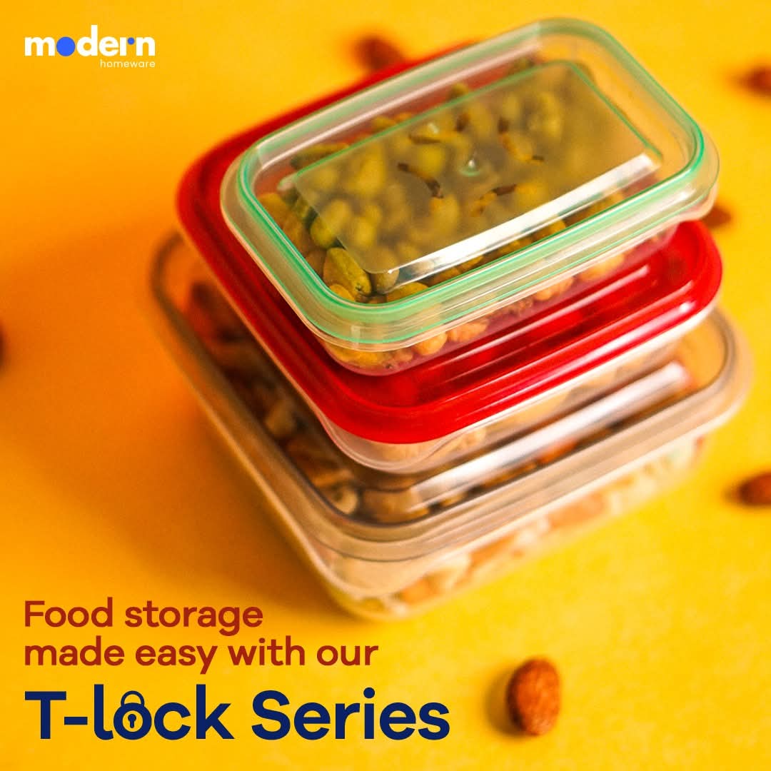 Modern Homeware Thumb Lock Food Storage Containers – Set of 7 | Airtight Kitchen Organizer