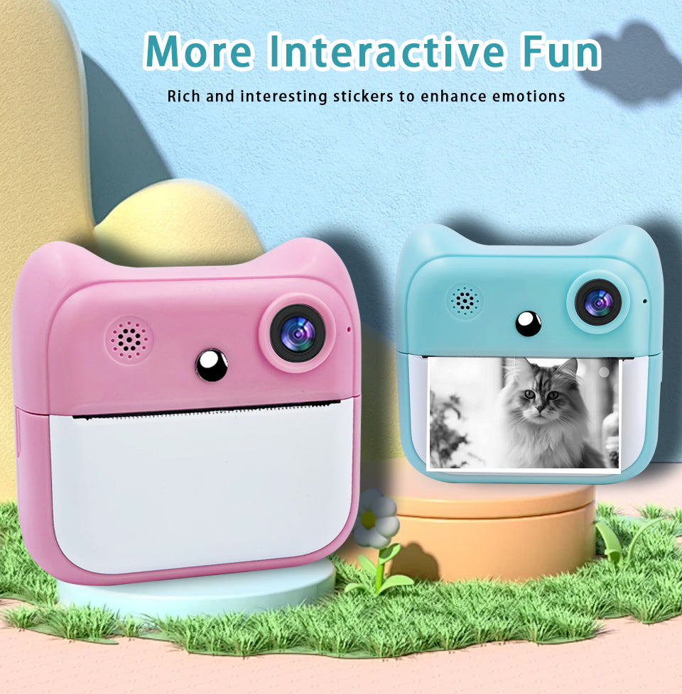 Kids Instant Print Selfie Camera – Digital Video & Inkless Thermal Printer