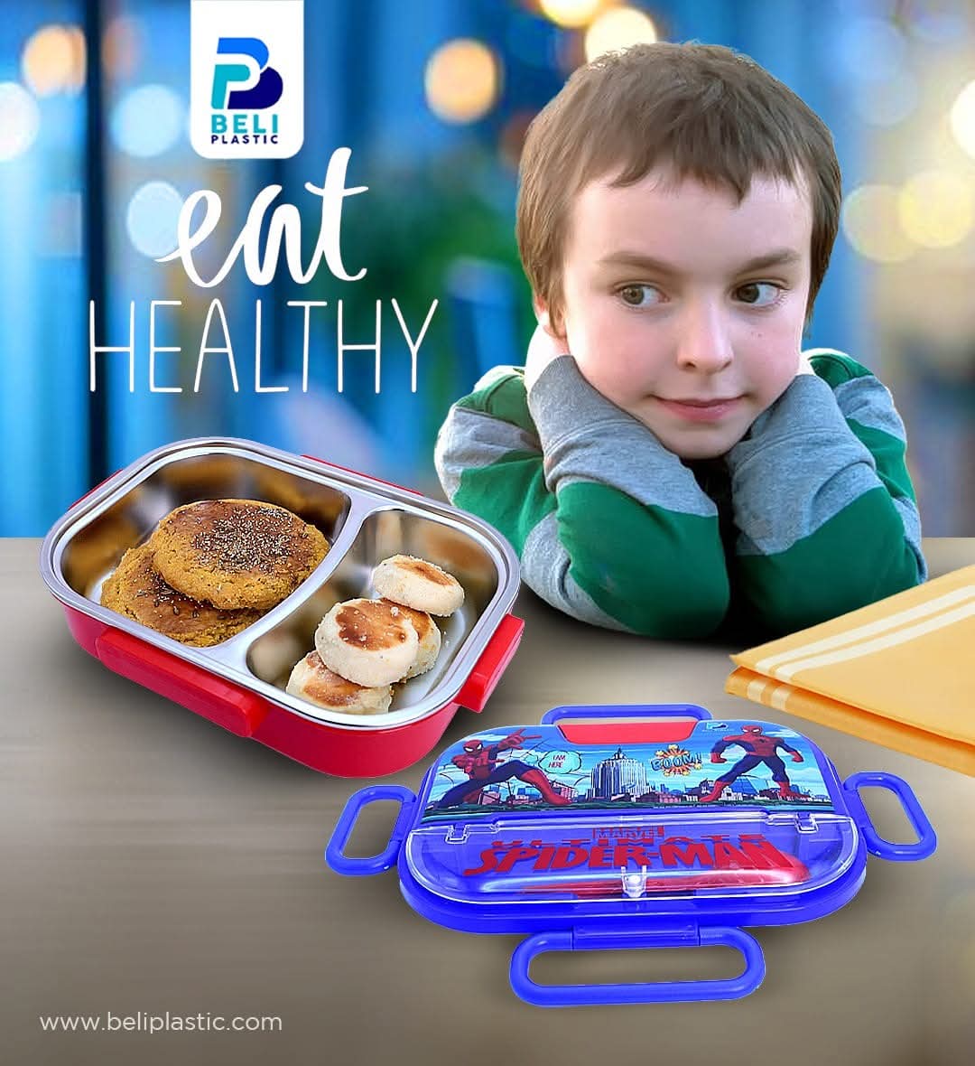 Pro Stainless Steel Lunch Box for Kids | 304 Steel Food Container with Spoon