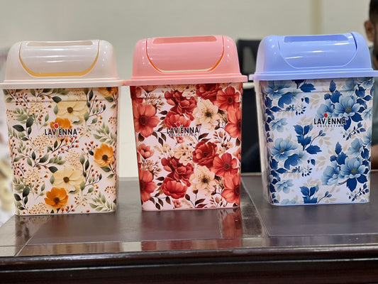 Royal Printed Swing Lid Dustbin 10L – Plastic Waste Bin with Flip Top Lid for Kitchen, Bathroom & Office