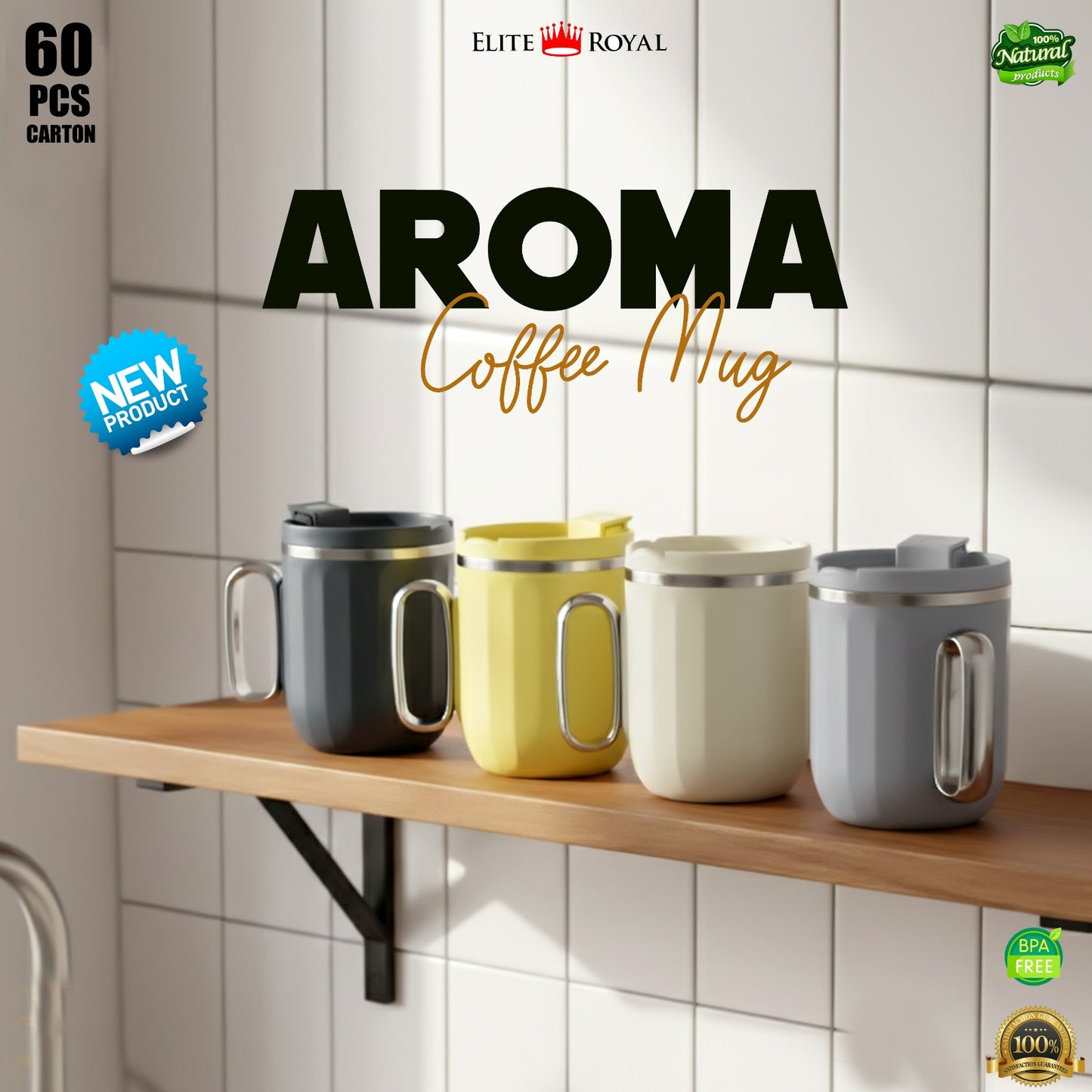 AROMA Coffee Mug with Lid | BPA-Free Plastic | Heat-Resistant Tea & Coffee Cup