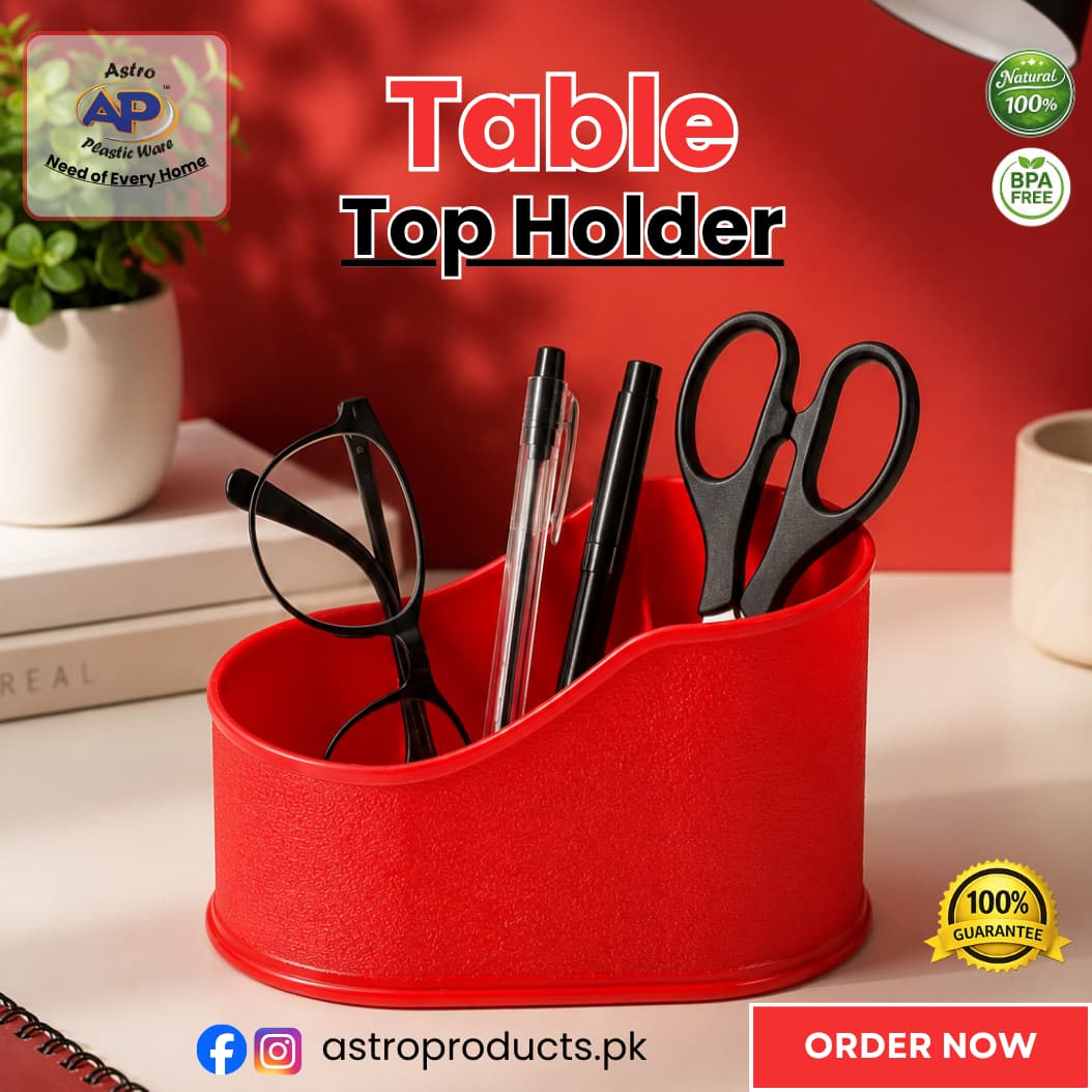 Table Top Holder – Multi-Compartment Desk Organizer for Pens, Remotes & Office Supplies
