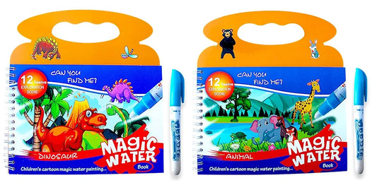 Pack of 2 - Children's Cartoon Water Magic Painting Book with Marker