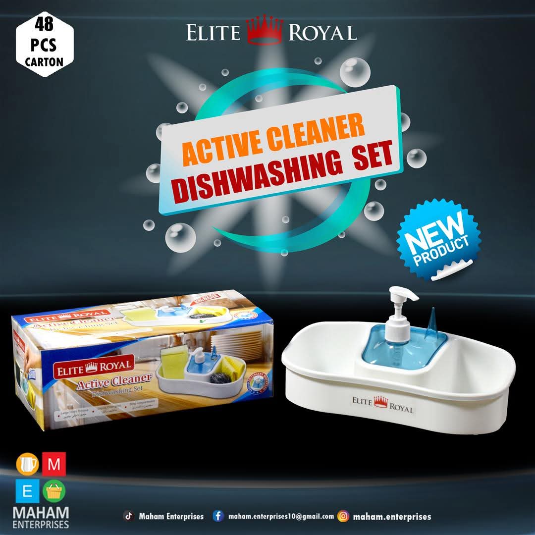 Elite Royal Active Cleaner Dishwashing Set with Pump | Kitchen Sink Organizer