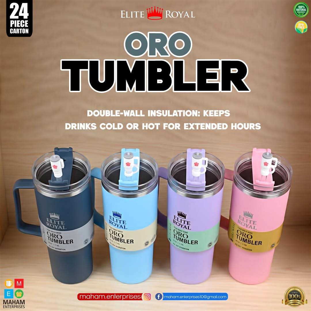 Oro Tumbler Insulated Travel Mug with Handle, Straw & Lid | Reusable Stainless Steel Cup