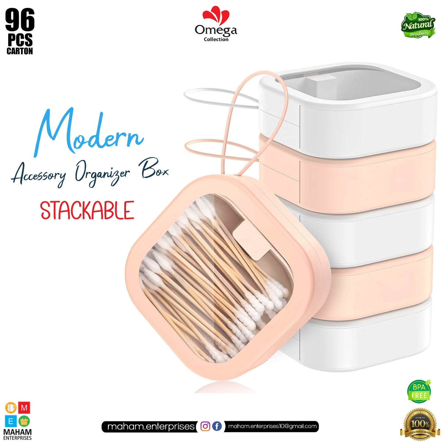 Modern Organizer Accessory Box with Silicone Rope | Transparent Plastic Storage Box with Press Button