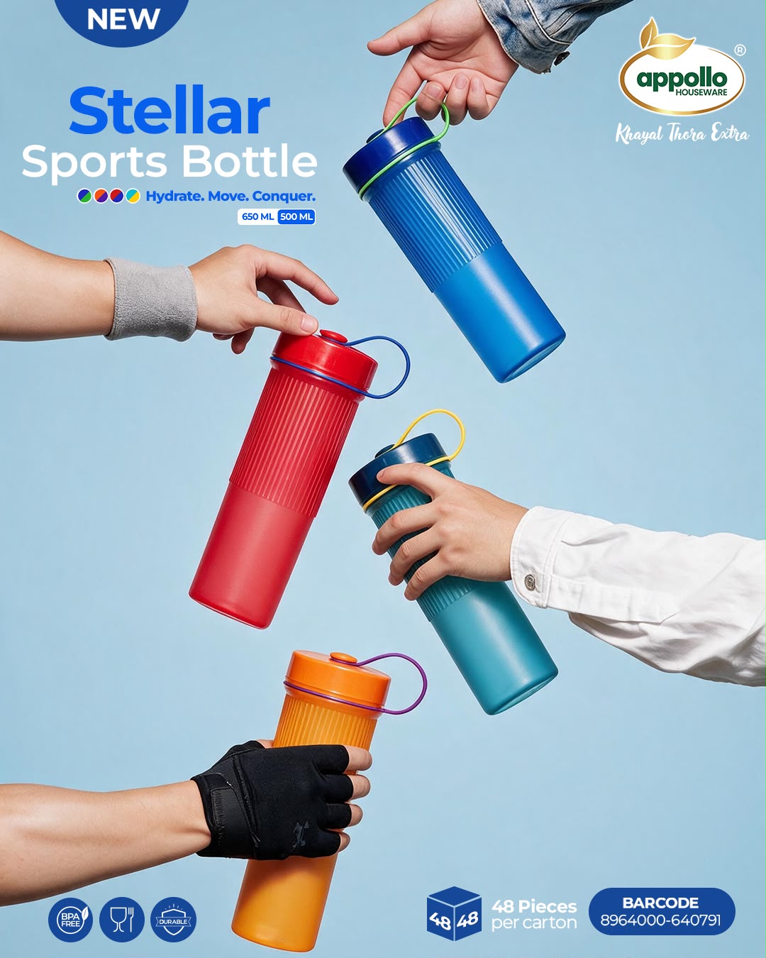 Stellar Sports Water Bottle – 500ml / 650ml | BPA-Free Reusable Sports Bottle