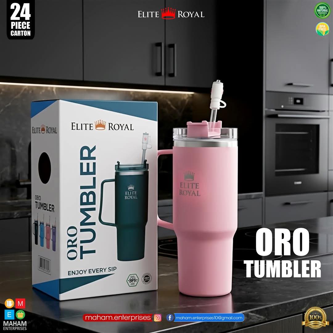 Oro Tumbler Insulated Travel Mug with Handle, Straw & Lid | Reusable Stainless Steel Cup