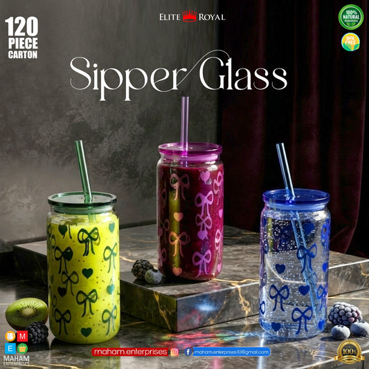 Super Glass Style 500ml Plastic Tumbler with Straw | Trendy Printed Reusable Drinking Cup