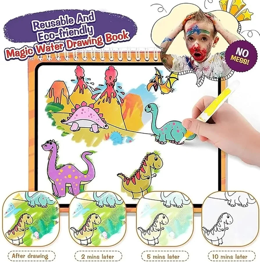 Pack of 2 - Children's Cartoon Water Magic Painting Book with Marker