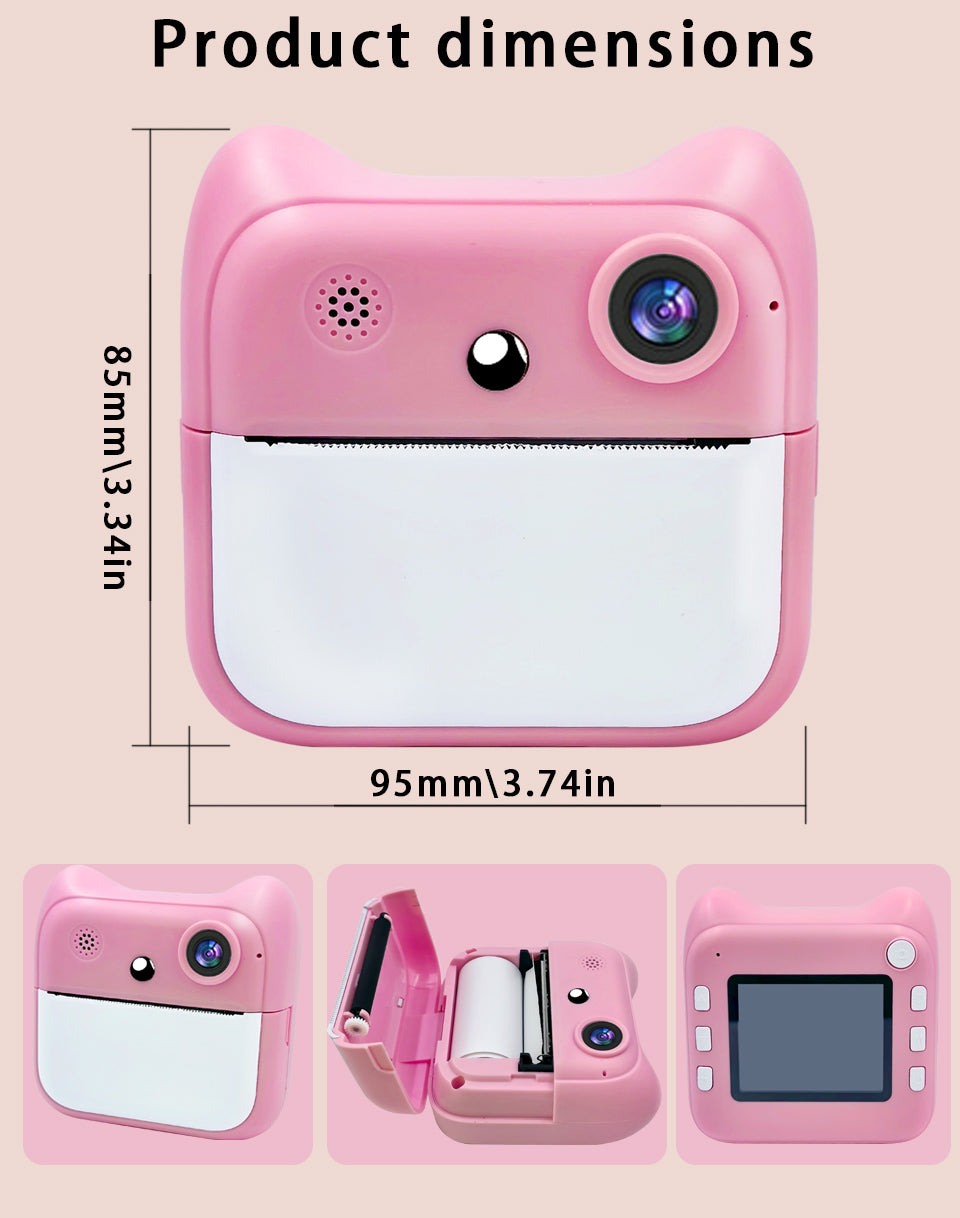 Kids Instant Print Selfie Camera – Digital Video & Inkless Thermal Printer