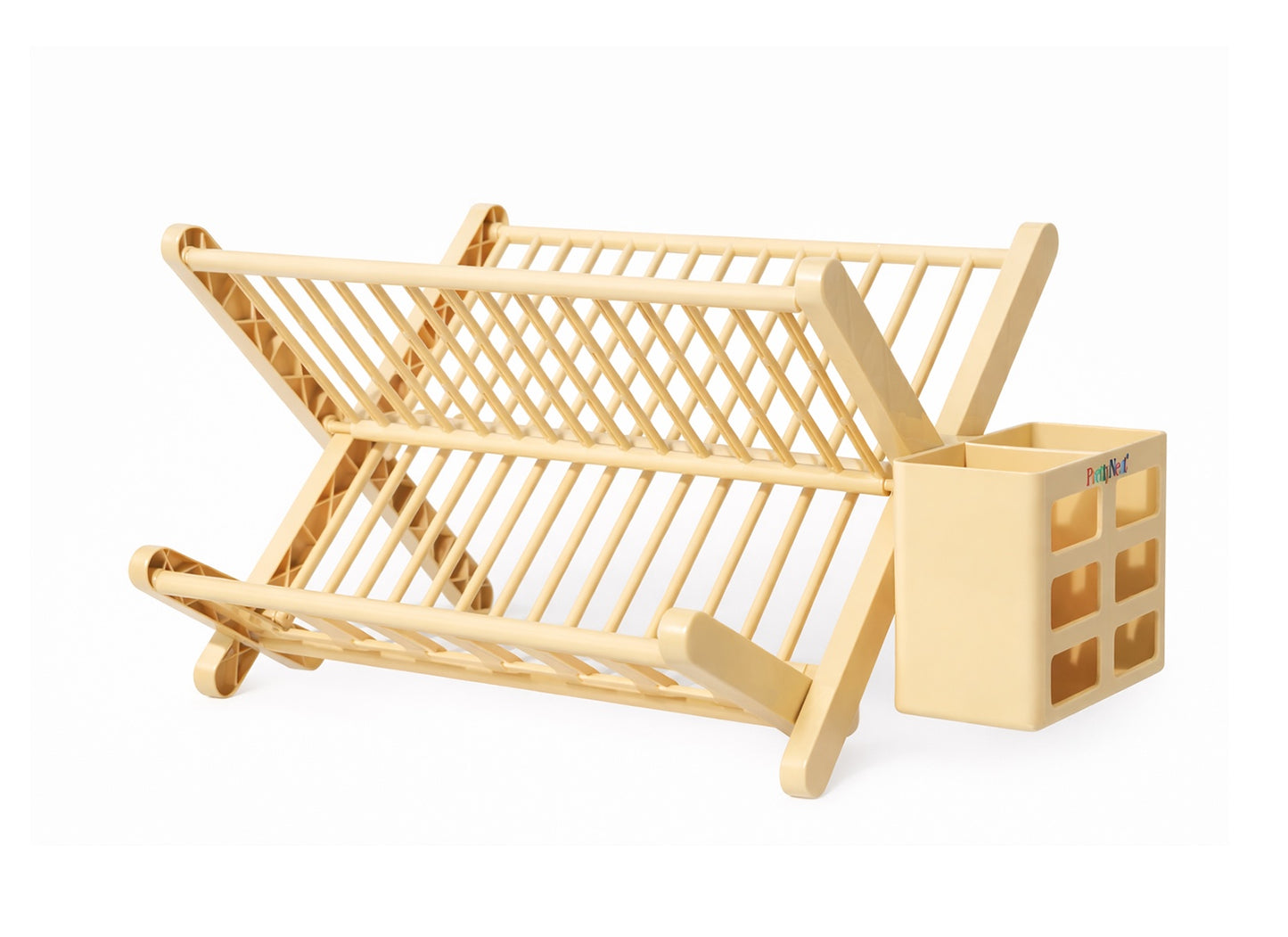 Foldable Plate Drying Rack with Cutlery Holder | 2-Tier Kitchen Dish Drainer