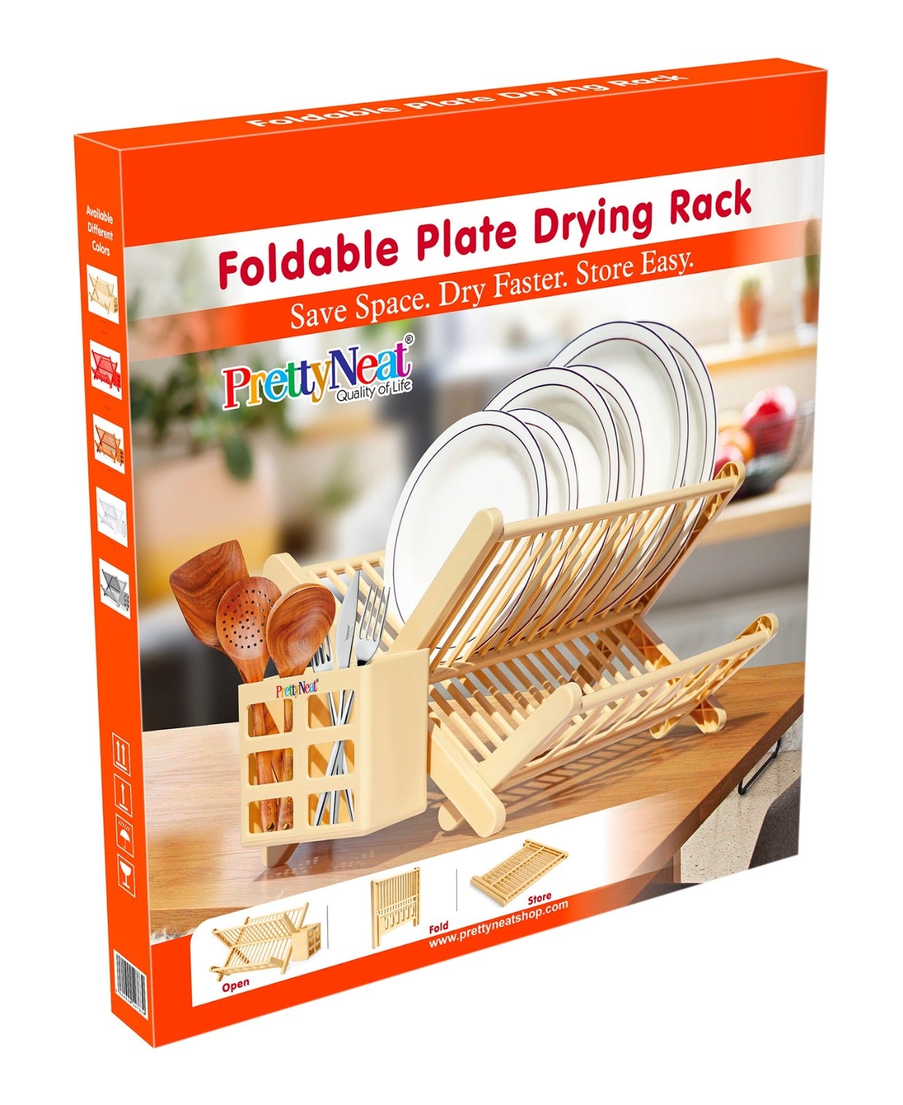 Foldable Plate Drying Rack with Cutlery Holder | 2-Tier Kitchen Dish Drainer