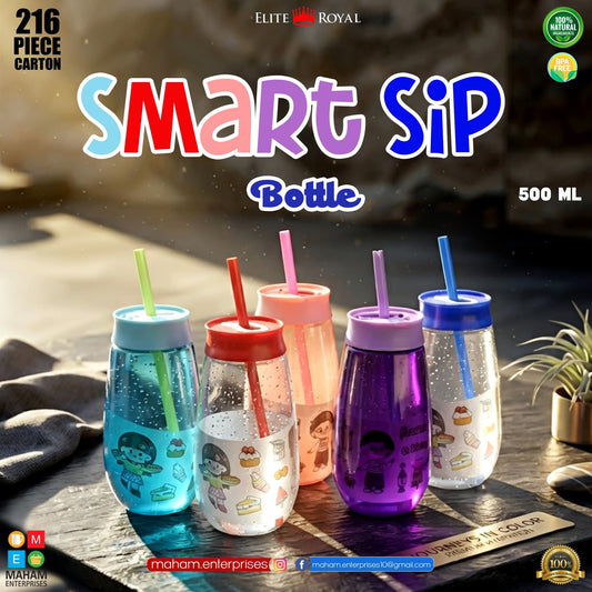 Elite Royal Smart Sip Bottle 500ml | BPA-Free Kids Water Bottle with Straw