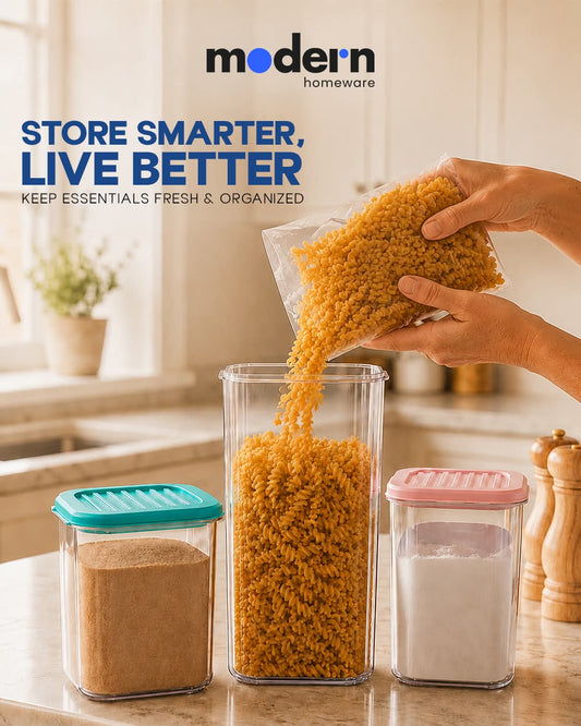 Modern Homeware Seal Lock Airtight Storage Jars – 3 Pcs Set (750ml, 1100ml, 1500ml)