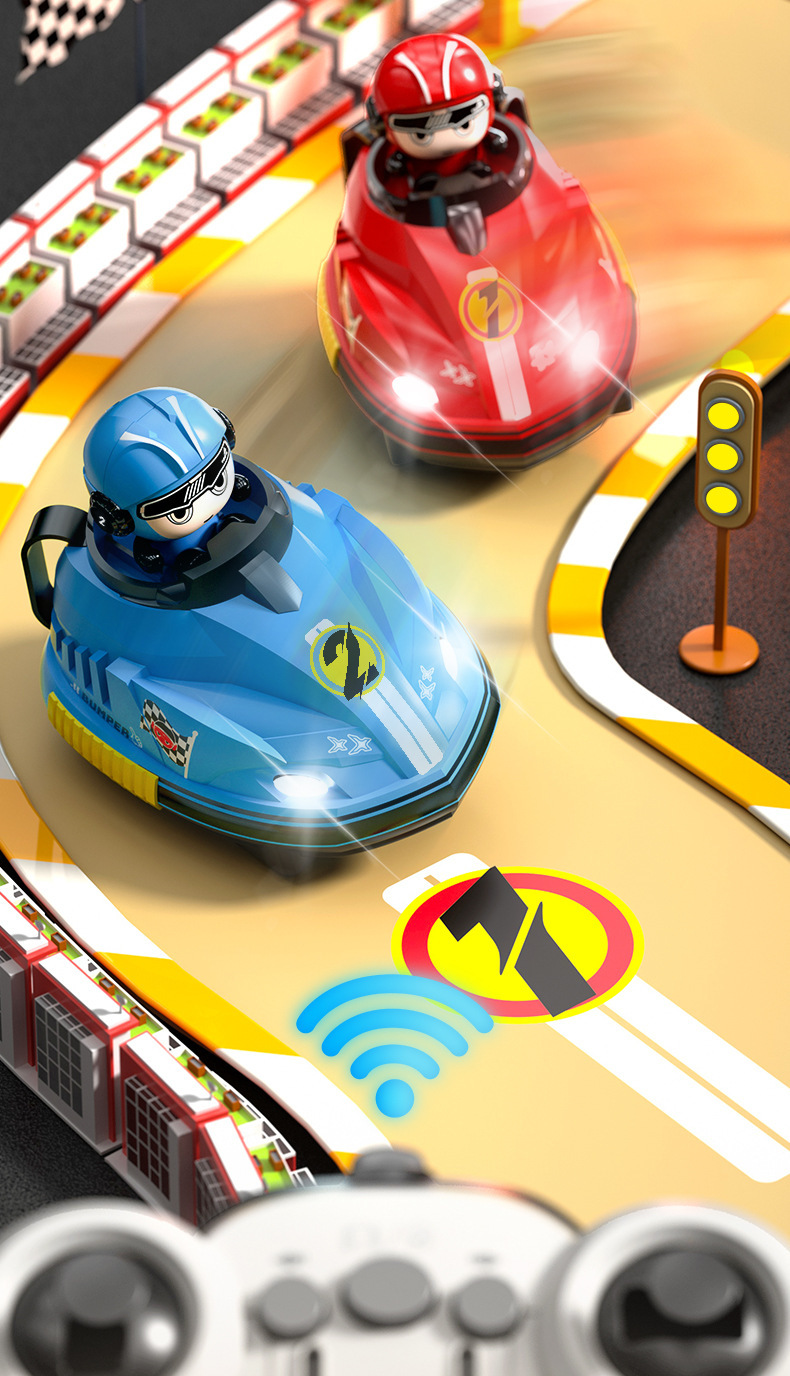 Rechargeable RC Bumper Car Set for Kids – 2 Cars + Controllers | Crash & Spin Game