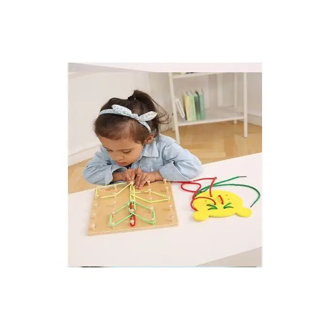Kids Wooden Geo Board And Lacing Board ( Art Craft Lacing )