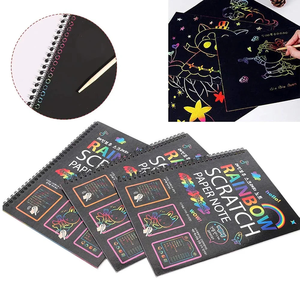 Rainbow Scratch Paper Note Pad Magic Doodle Notebook